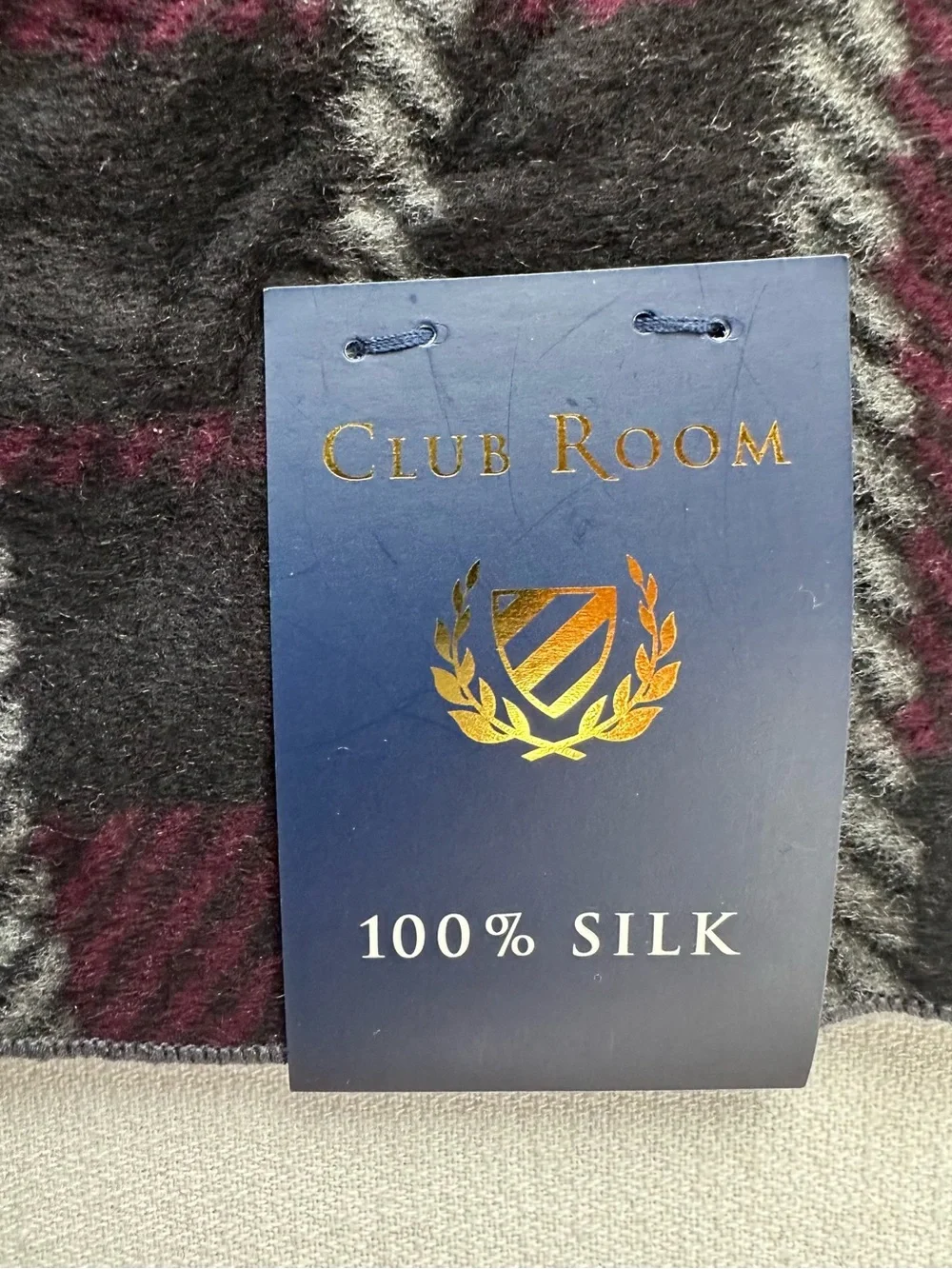 Club Room 100% Silk Plaid Scarf Unisex NWT Old Money Quiet Luxury
